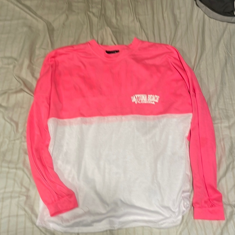 Pink and white long sleeve shirt